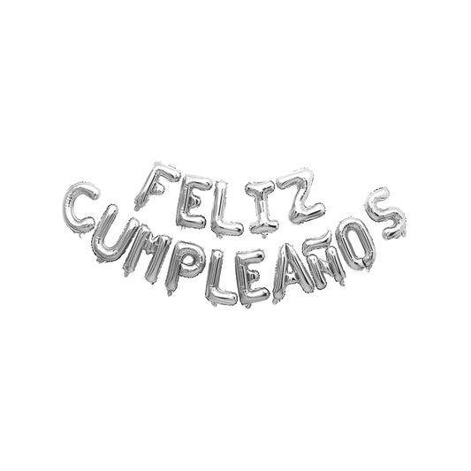 16" Feliz Cumpleanos Plata